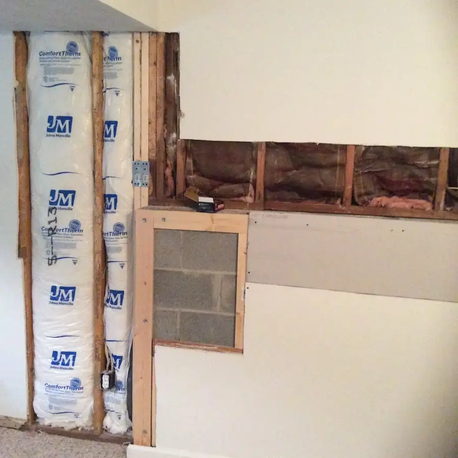Wall insulation replacement during Basement Flood Cleanup in Moreau